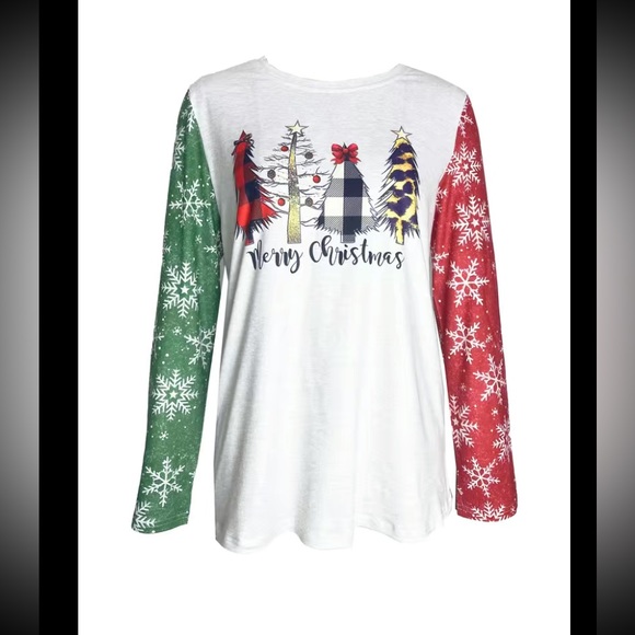 Woman’s Christmas tree & Snowflake Long sleeve Shirt.  Size: Various - Picture 3 of 3